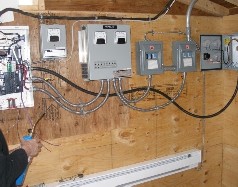 Wiring the electrical panels.